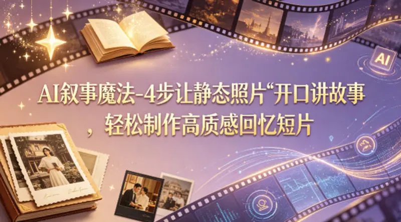 AI叙事魔法-4步让静态照片“开口讲故事”，轻松制作高质感回忆短片