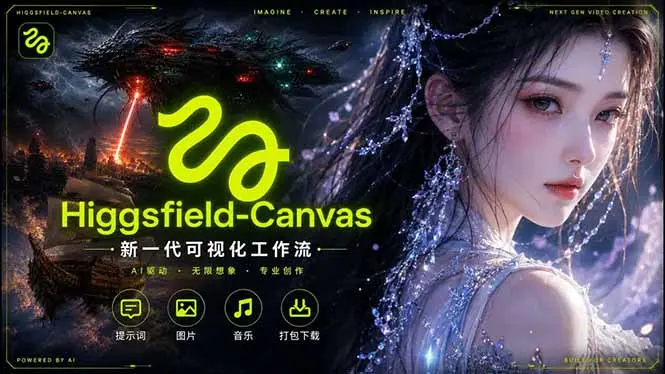 Higgsfield Canvas AI视频制作详解,节点式工作流搭建,视频创作完整教程 第1张 Higgsfield Canvas AI视频制作详解,节点式工作流搭建,视频创作完整教程 第1张