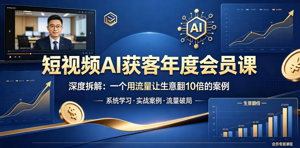 短视频AI获客年度会员课,深度拆解,一个用流量让生意翻10倍的案例 第1张 短视频AI获客年度会员课,深度拆解,一个用流量让生意翻10倍的案例 第1张