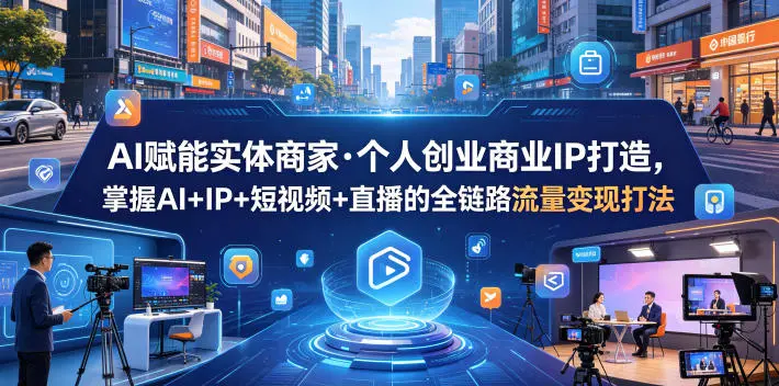 AI赋能实体商家·个人创业商业IP打造，掌握AI+IP+短视频+直播的全链路流量变现打法 第1张