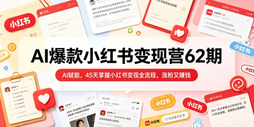AI赋能，45天掌握小红书变现全流程，涨粉又賺钱 第1张