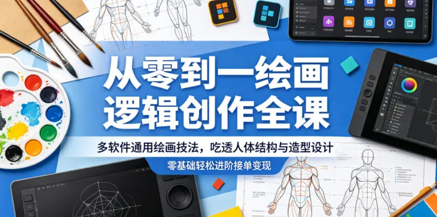 从零到一绘画逻辑创作全课，多软件通用绘画技法